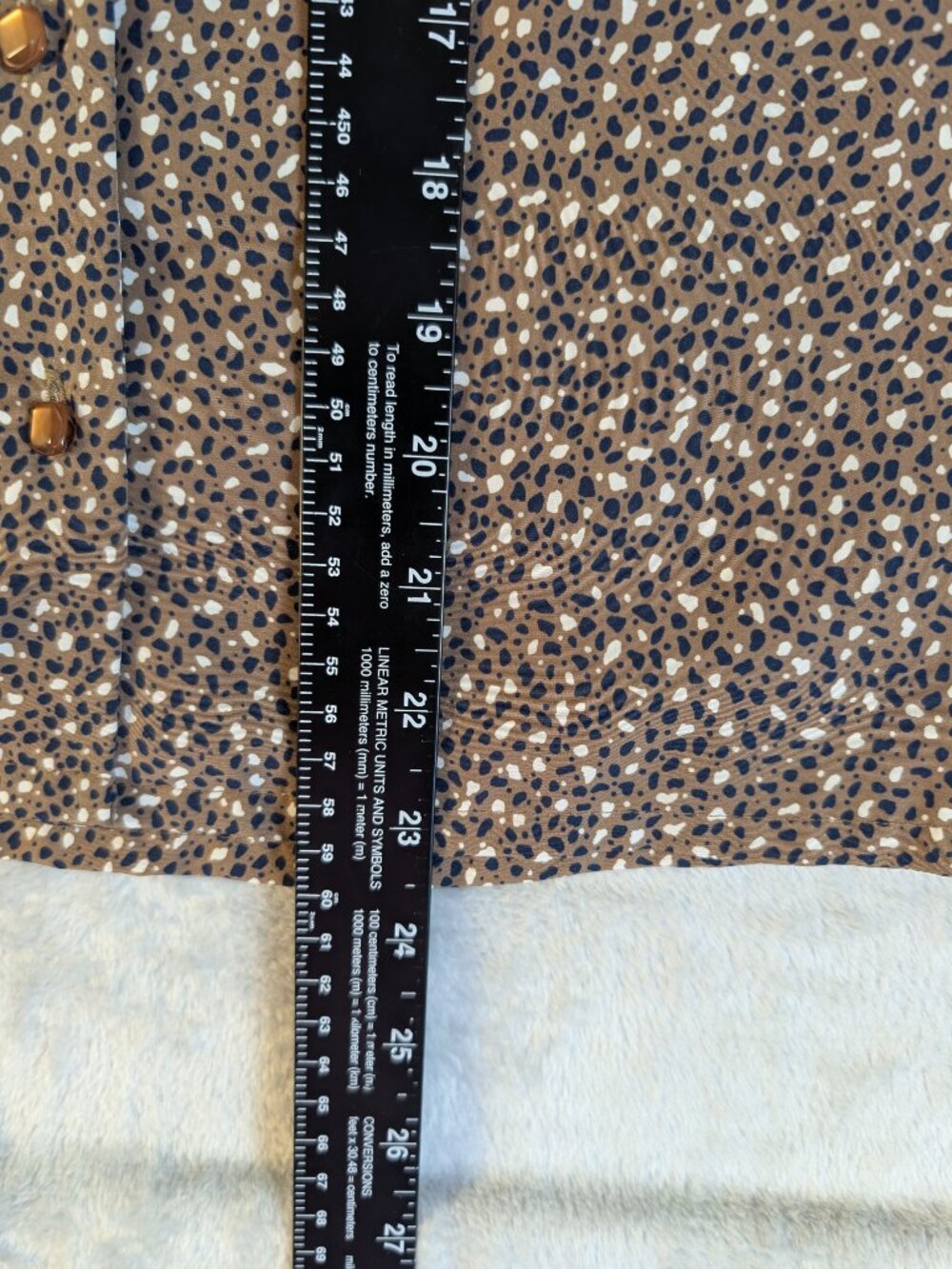 Vintage Country Sophisticates Brown Dainty Print Short Sleeve Button 8P Top - Picture 10 of 11